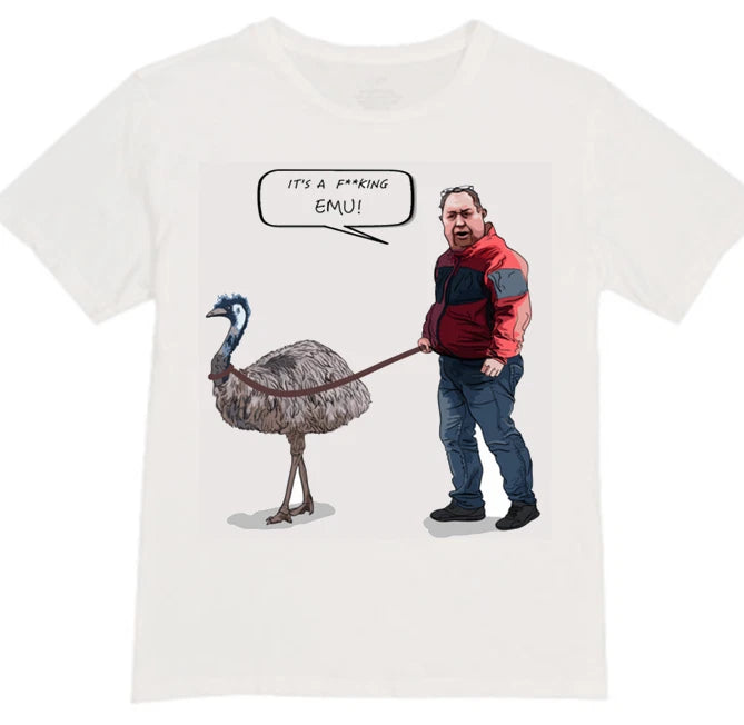 Man walking emu t-shirt youtube ostrich funny video viral
