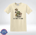 We Thrift At Dawn Funny Thrifting Frog Graphic T-Shirt