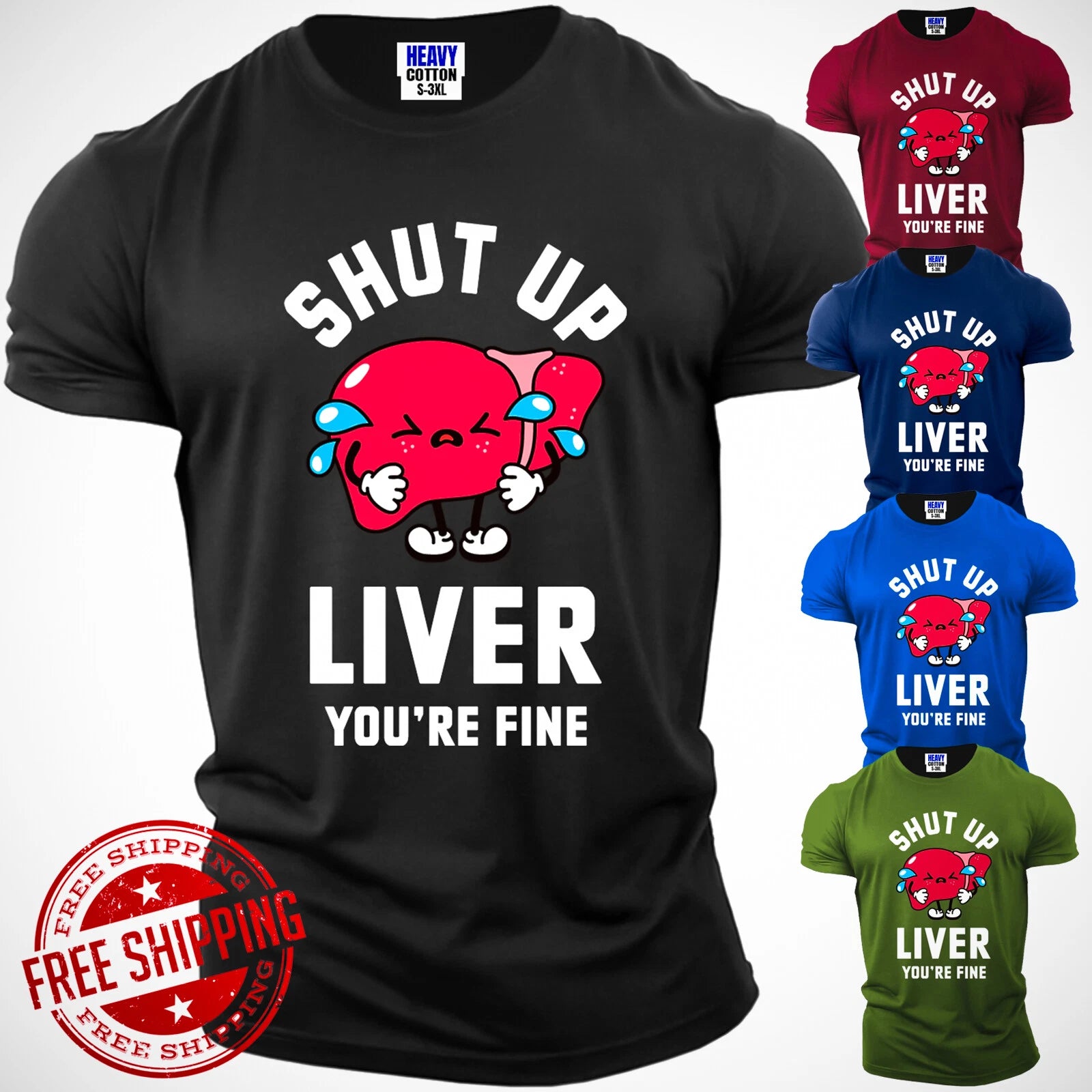 keep Quite Liver Youre Fine Funny Men Sarcastic T Shirt Novelty Gift Tee S-3XL