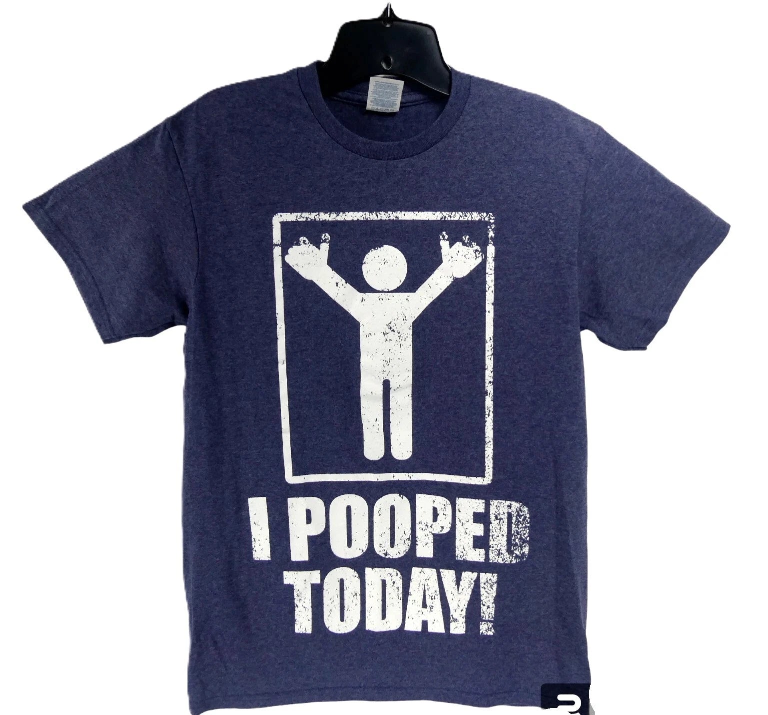 New I Pooped Today Sarcastic Humor Graphic Novelty Funny T Shirt Blue Gray Small