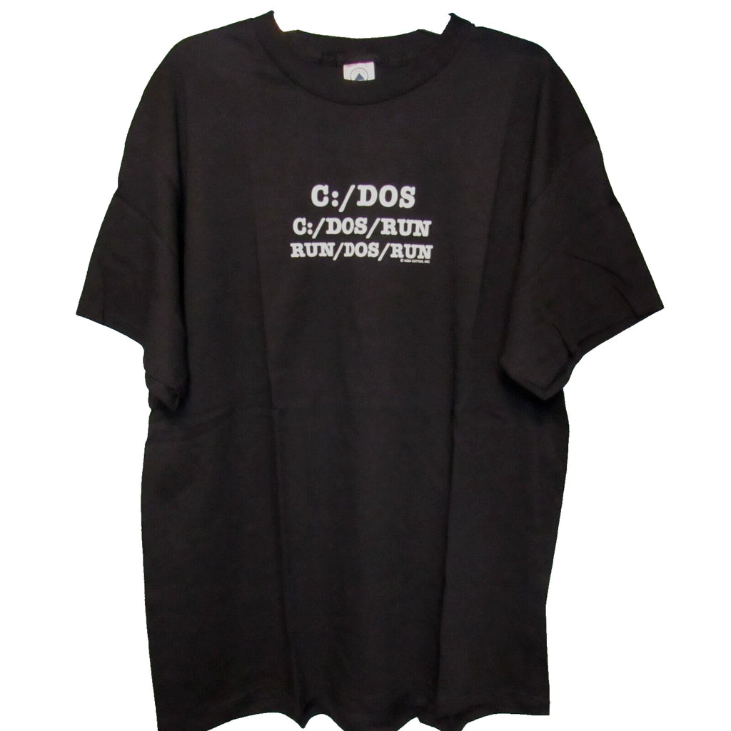 Computer-Theme Funny T-Shirt Mens Sz XL Nerd Coding IT Office Gag Gift C:DOS/RUN