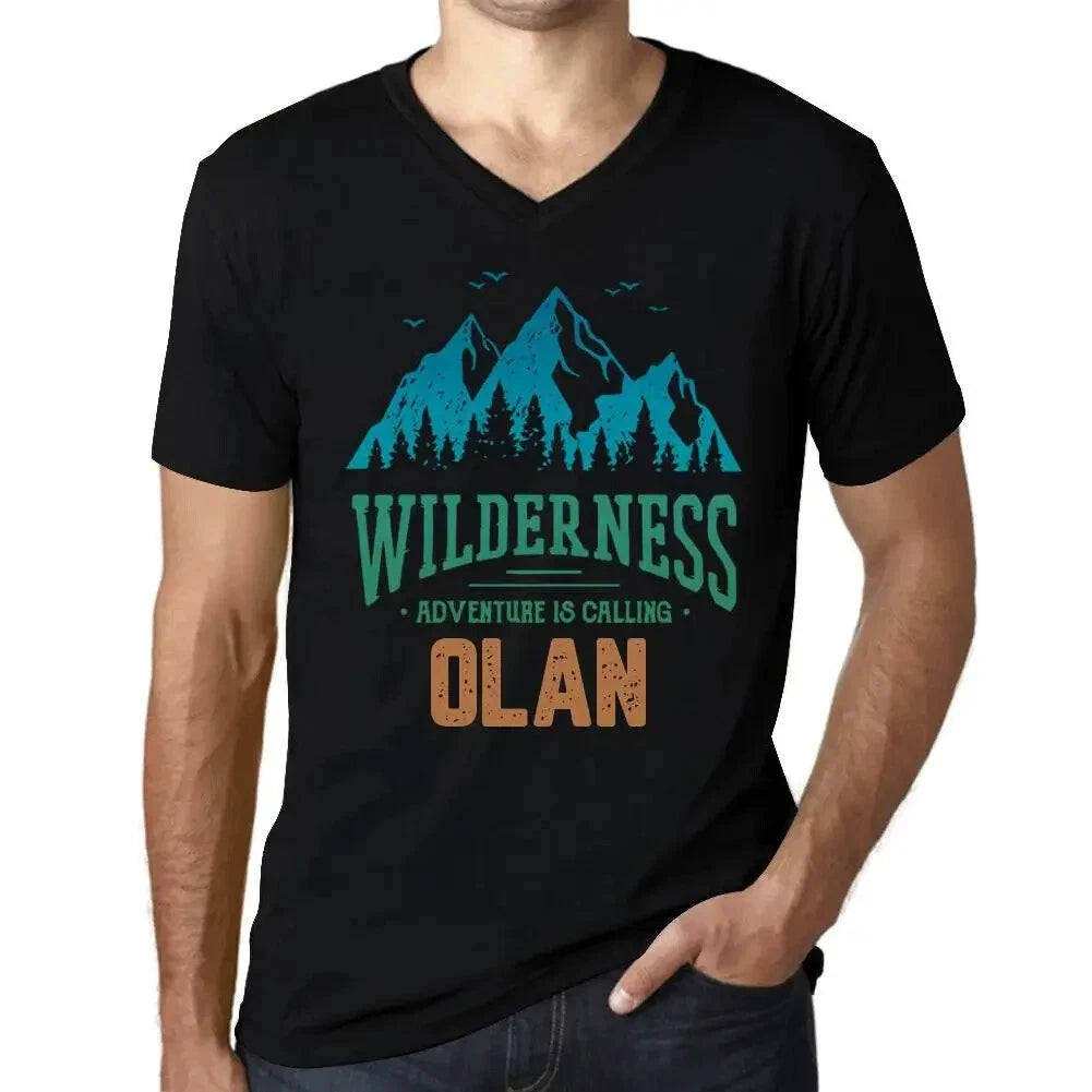 Men's Graphic T-Shirt V Neck Wilderness, Adventure Is Calling Olan Eco-Friendly