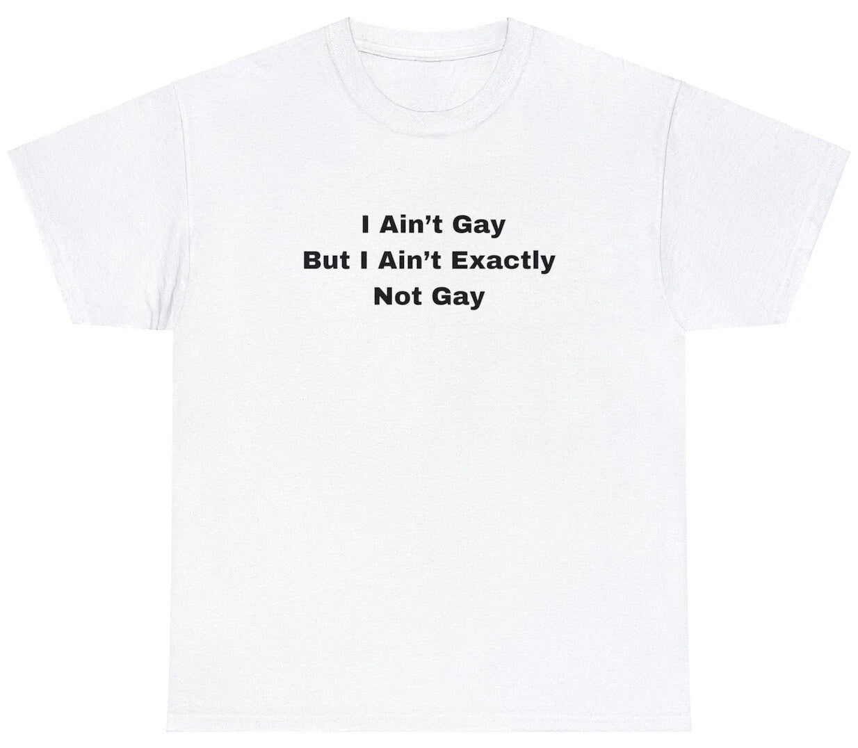 Funny Meme TShirt, I Ain't Gay But I Ain't Exactly Not Gay LGBTQ Joke Gift Tee