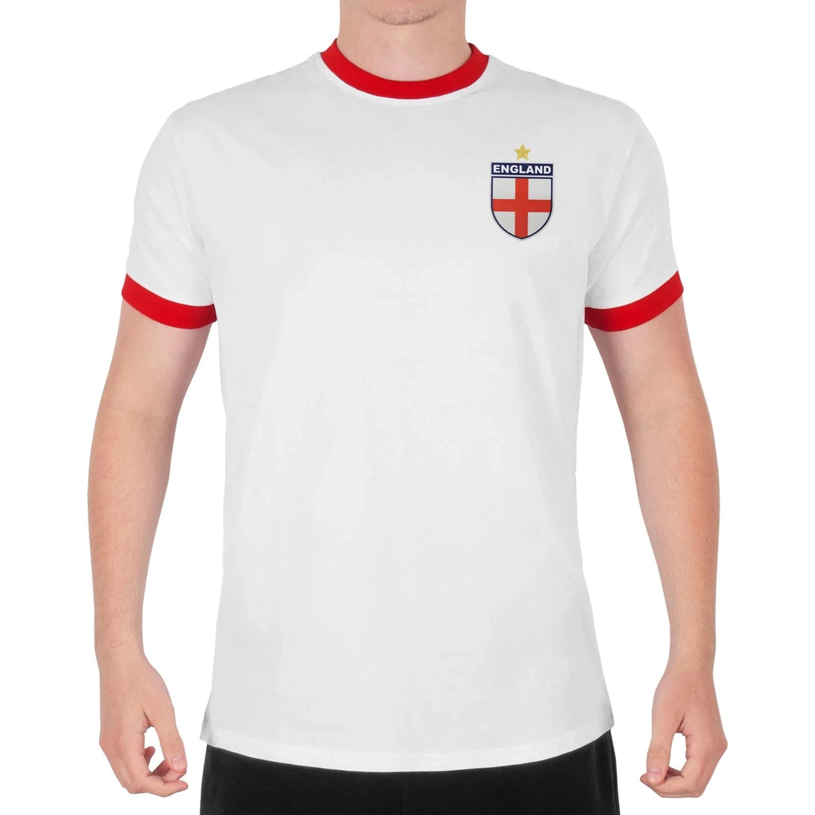Fan Originals England T-Shirt Mens Retro Football Crest Ringer Tee Adults