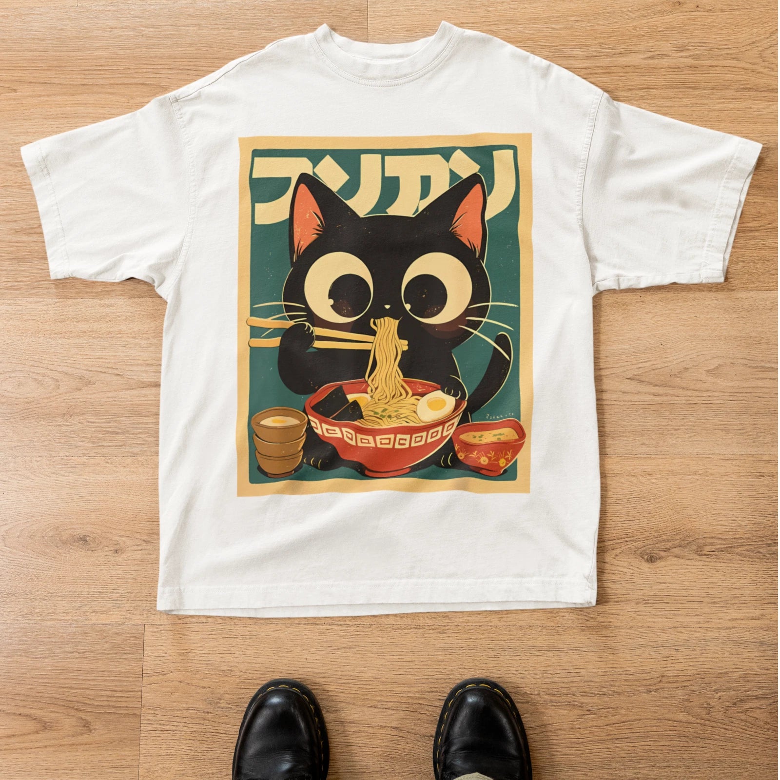 Kawaii Cat Ramen Shirt Anime Japanese Food Cute Noodle Graphic Tee