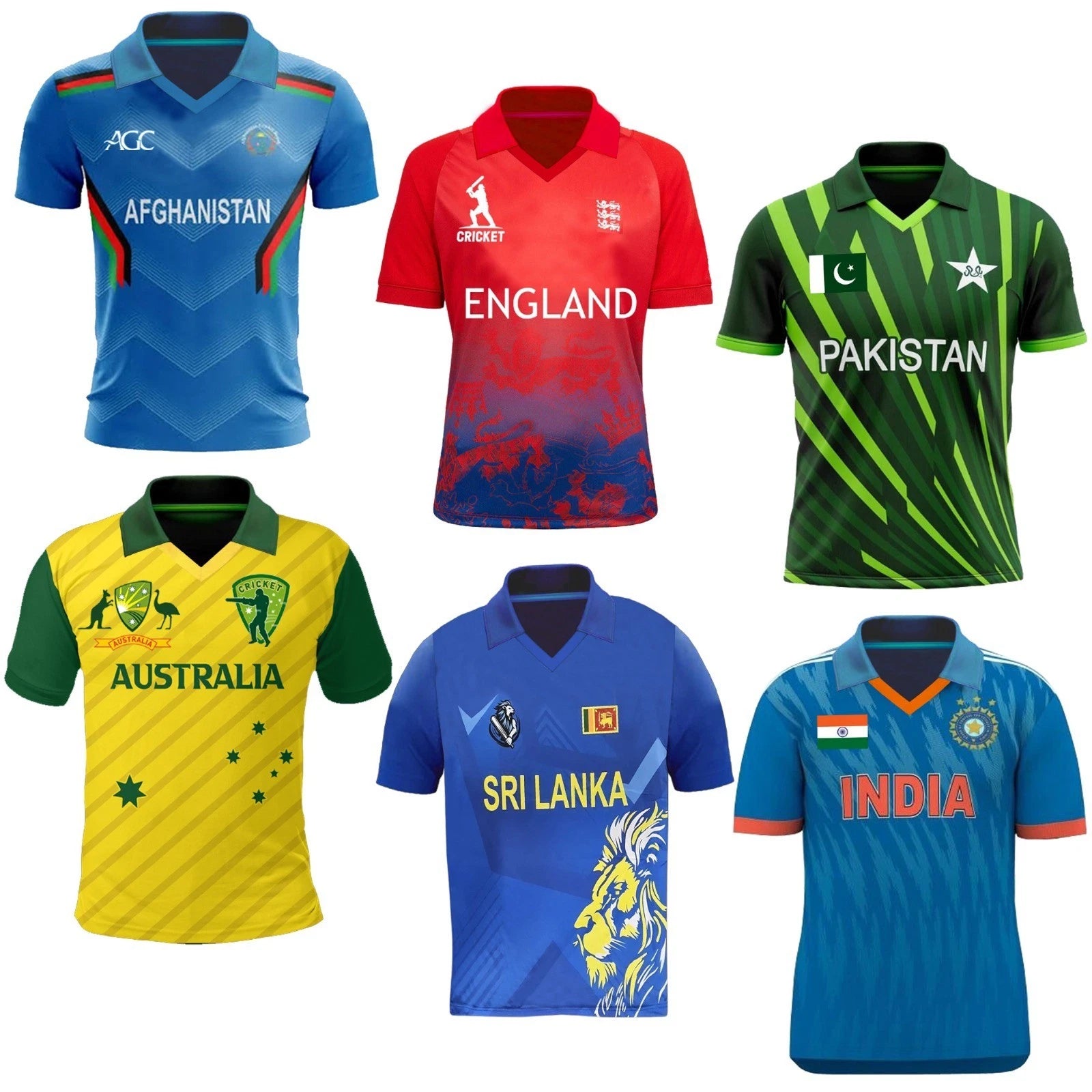 Cricket T Shirt Sports Jersey Top Sri Lanka India Pakistan England Afghanistan
