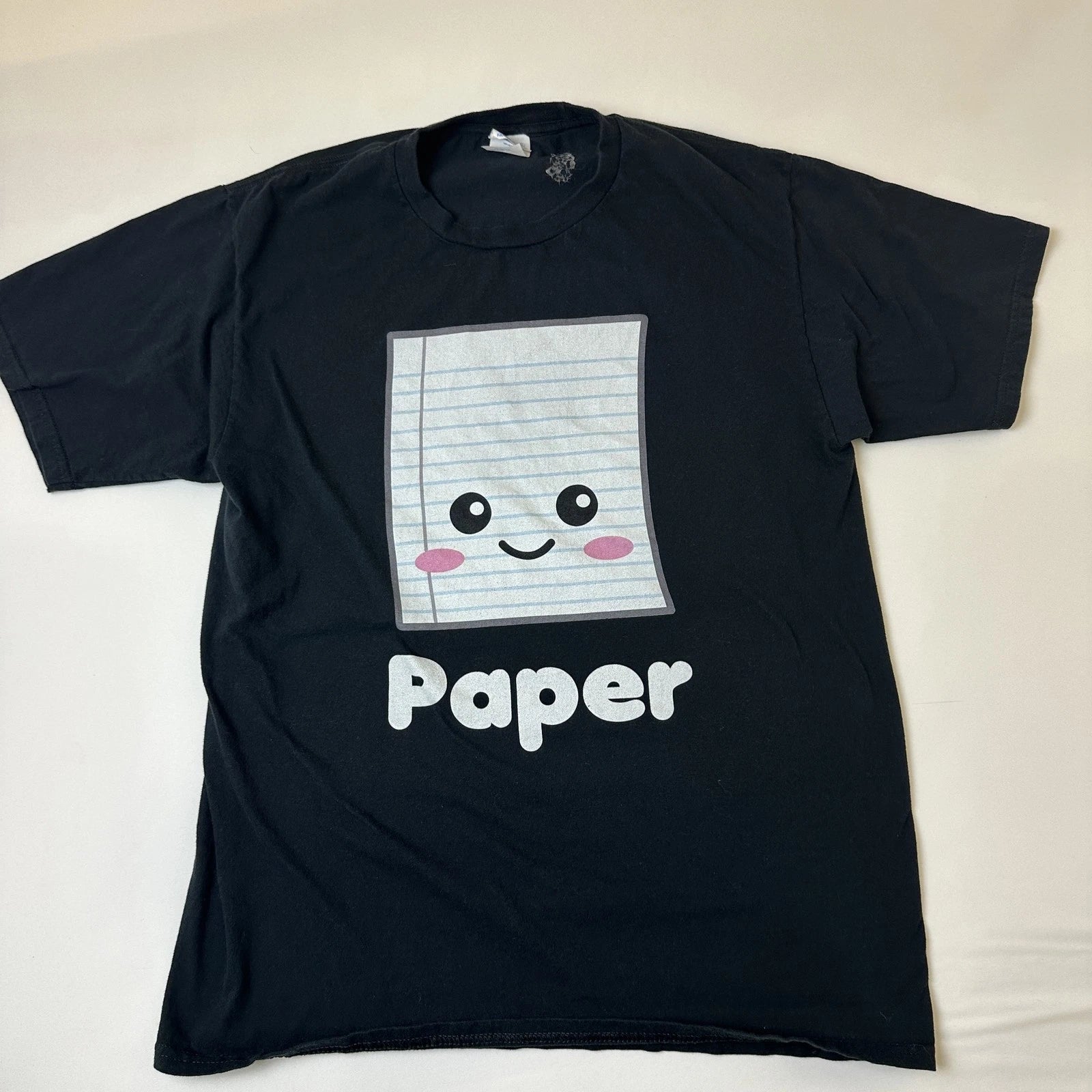 Paper Shirt Mens Medium Black Cute Kawaii Graphic Notebook Lined Paper Tee Funny