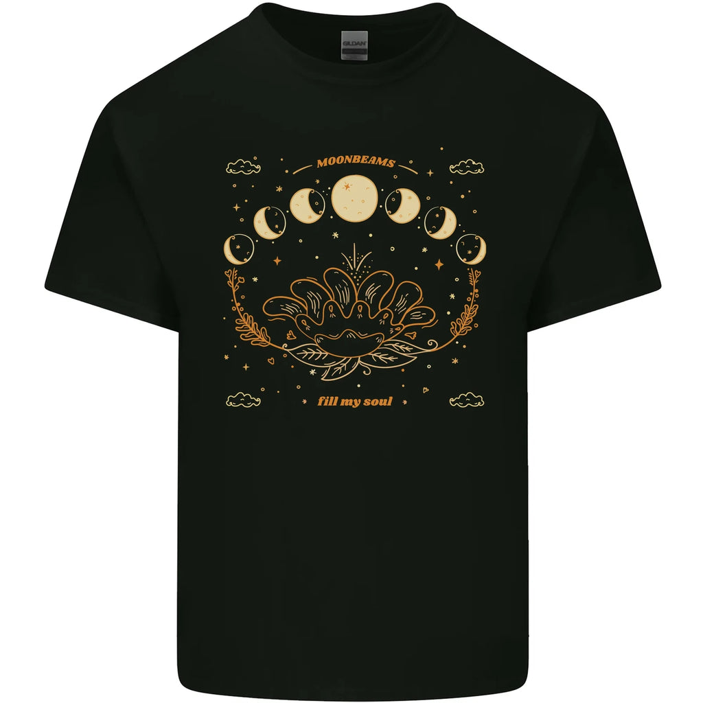 Moonbeams Moon Phases Celestial Pagan Mens Cotton T-Shirt Tee Top