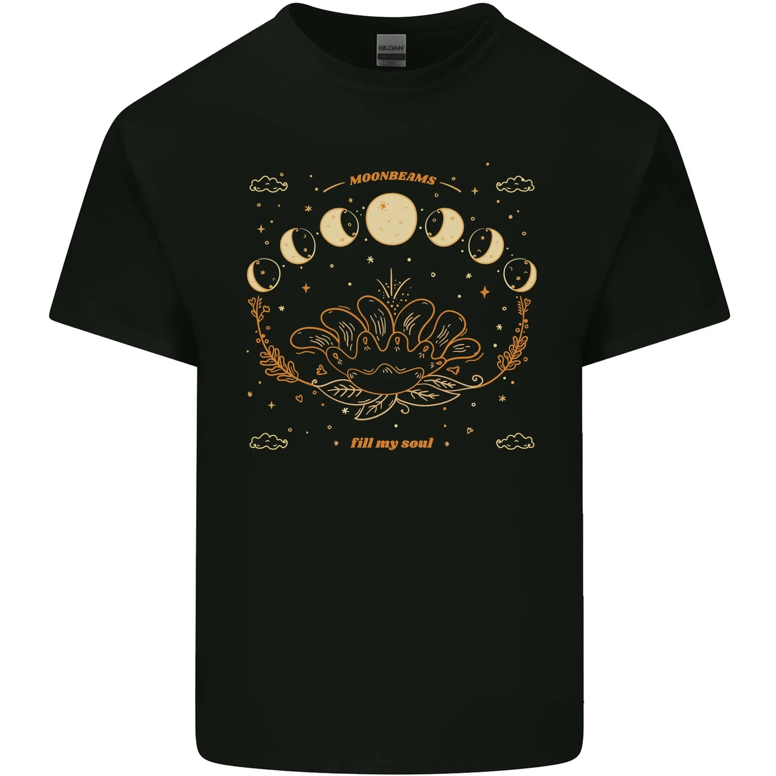 Moonbeams Moon Phases Celestial Pagan Mens Cotton T-Shirt Tee Top