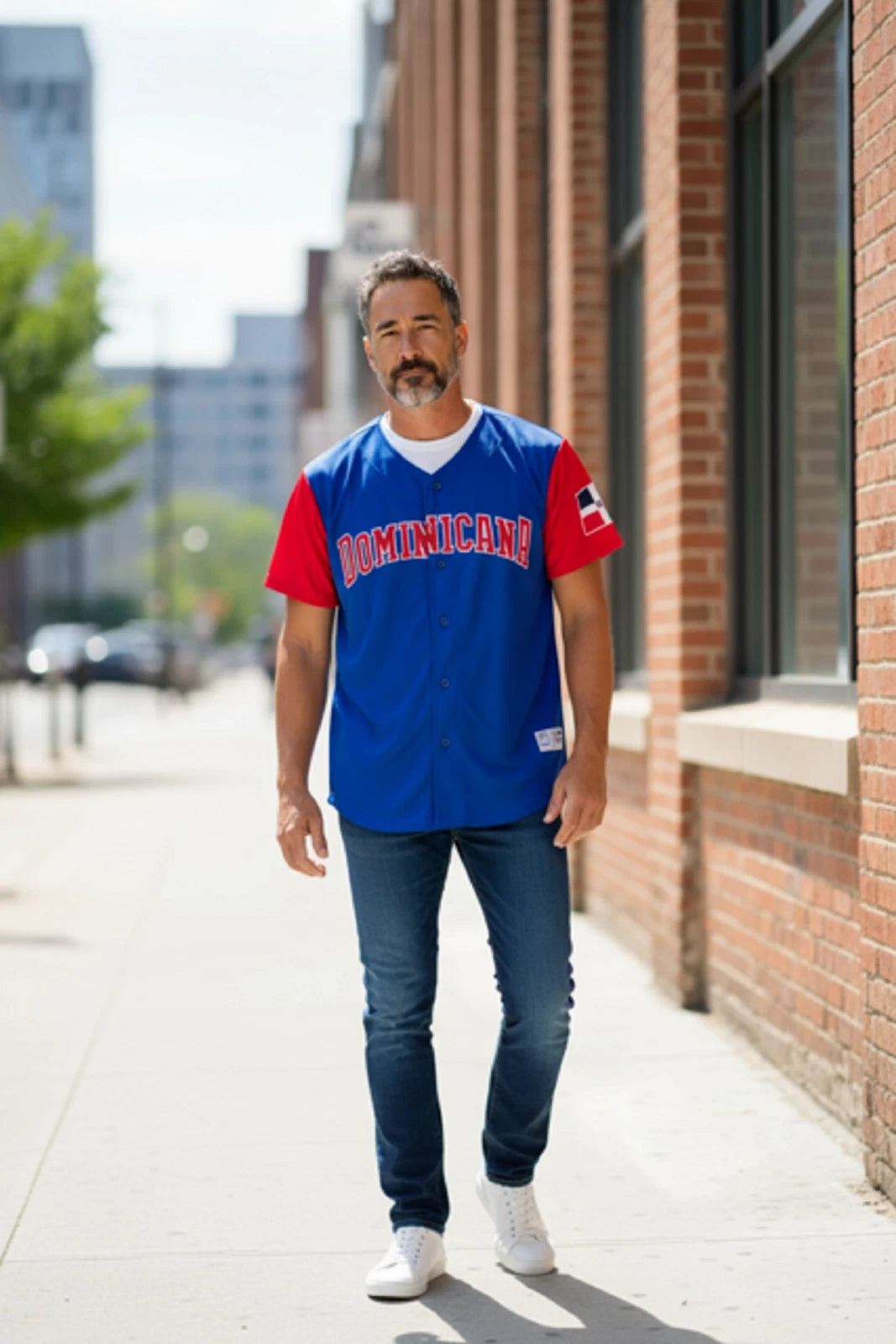 Dominicana Two tone Baseball Jersey Dominican Republic Flag