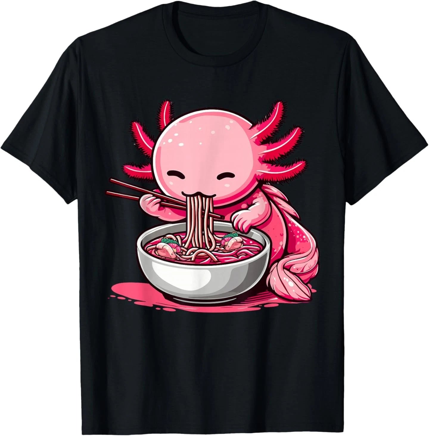 Funny Axolotl Noodle Gifts Anime Kawaii T-shirt