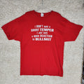 Gildan Funny Novelty T Shirt Mens 2XL Red Short Temper Phrase Tee