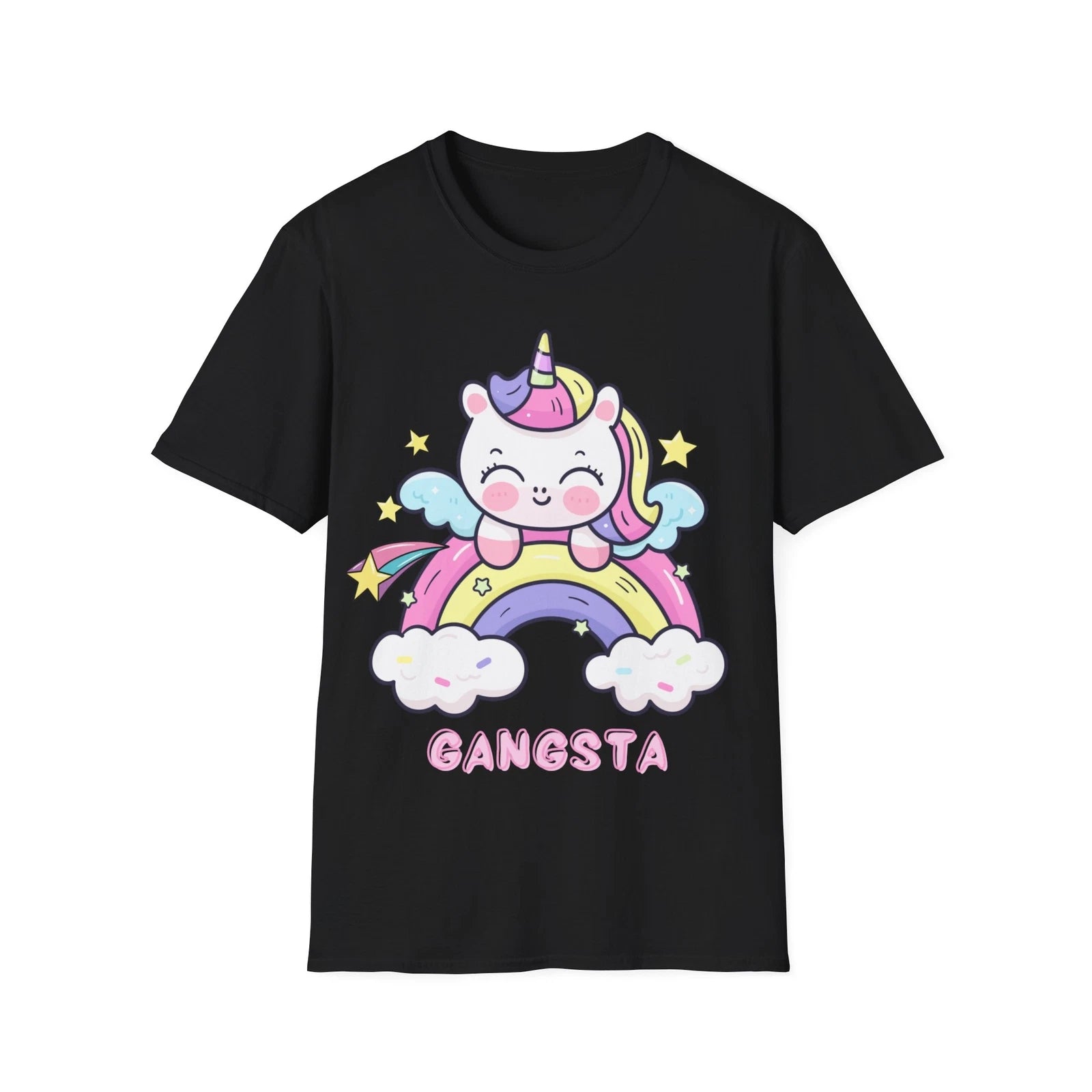 Gangsta Ironic Funny T-shirt, Unicorn Sarcastic Shirt Gift,  Softstyle T-Shirt