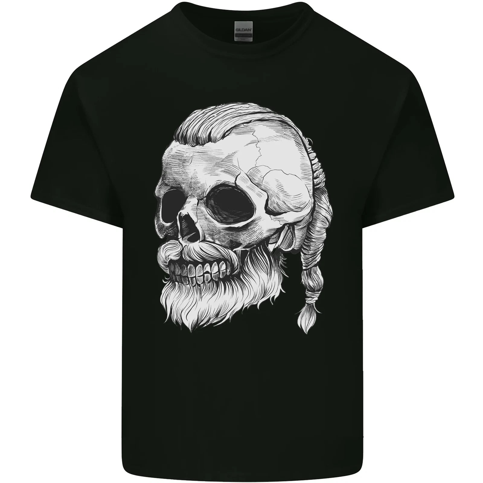 A Viking Skull Mens Cotton T-Shirt Tee Top