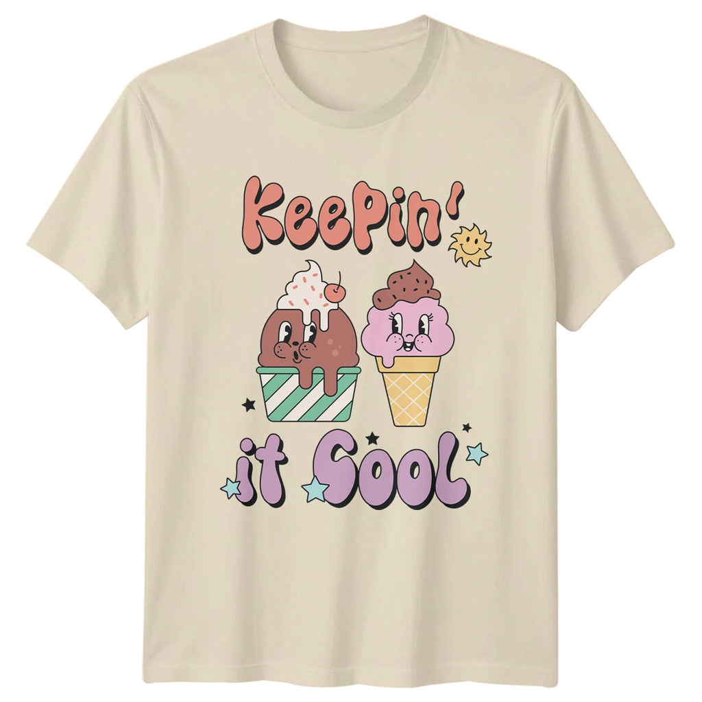 Retro Keepin' It Cool Ice Cream Summer T-Shirt Groovy Kawaii Style