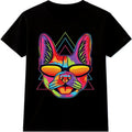 Dog T Shirt Pop Art Sunglasses Graphic Tee Cool Dog Neon Artwork Design Top