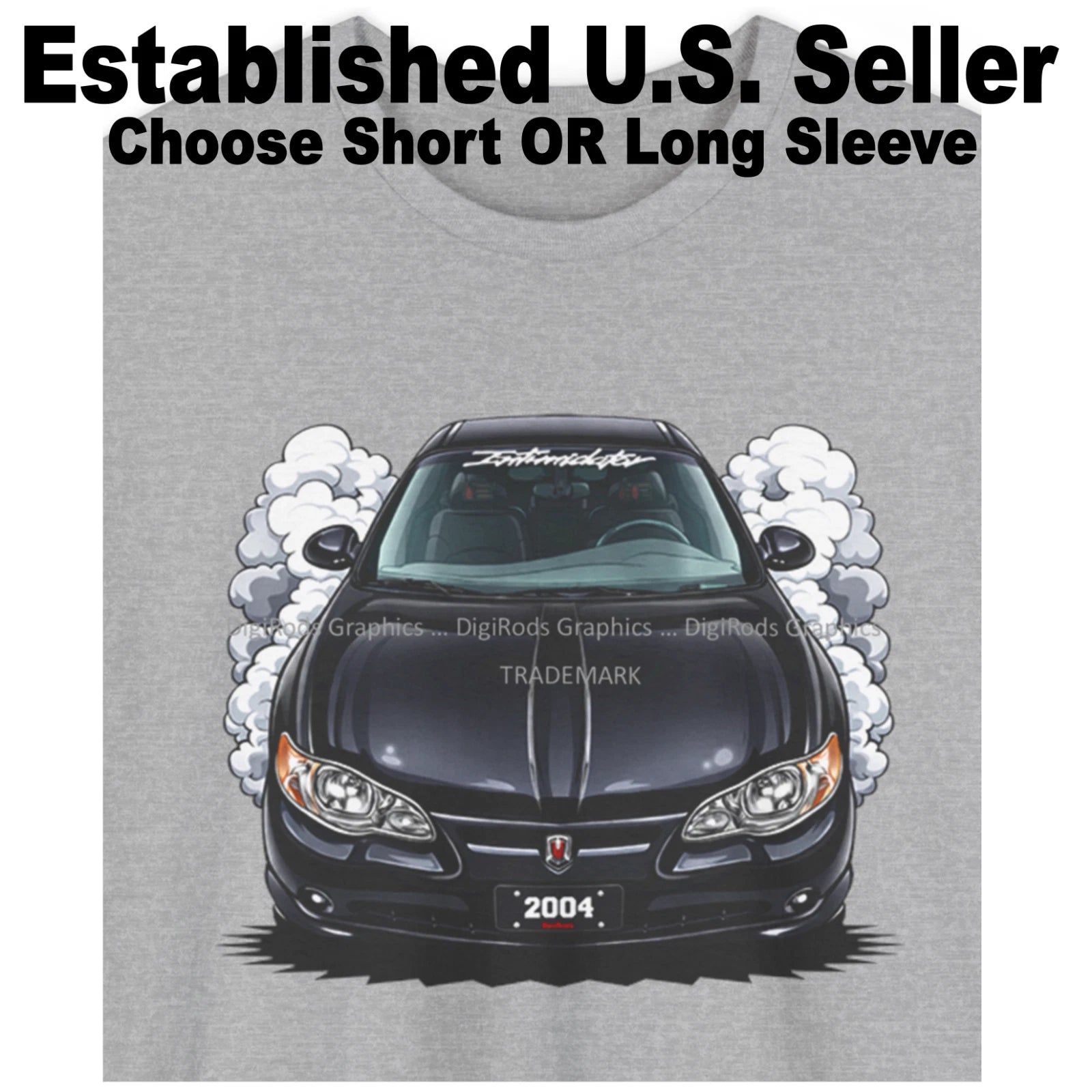 DigiRods Chevy Monte Carlo 2004 Black Intimidator Model Cartoon Car T Shirt