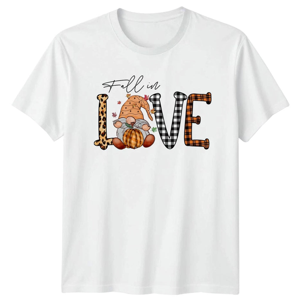 Fall In Love T-Shirt Pumpkin Gnome Fall Autumn Gift For Him And Her