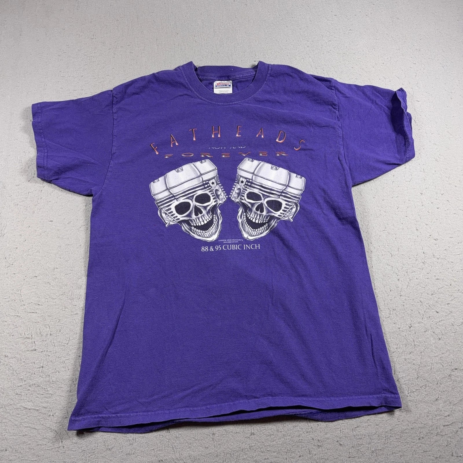 Vintage Fatheads Shirt Mens Large Purple Skull Motorcycle Biker Tee 2002 Y2K