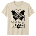 Start Today Butterfly Nature Graphic Boho Style Women's T-Shirt