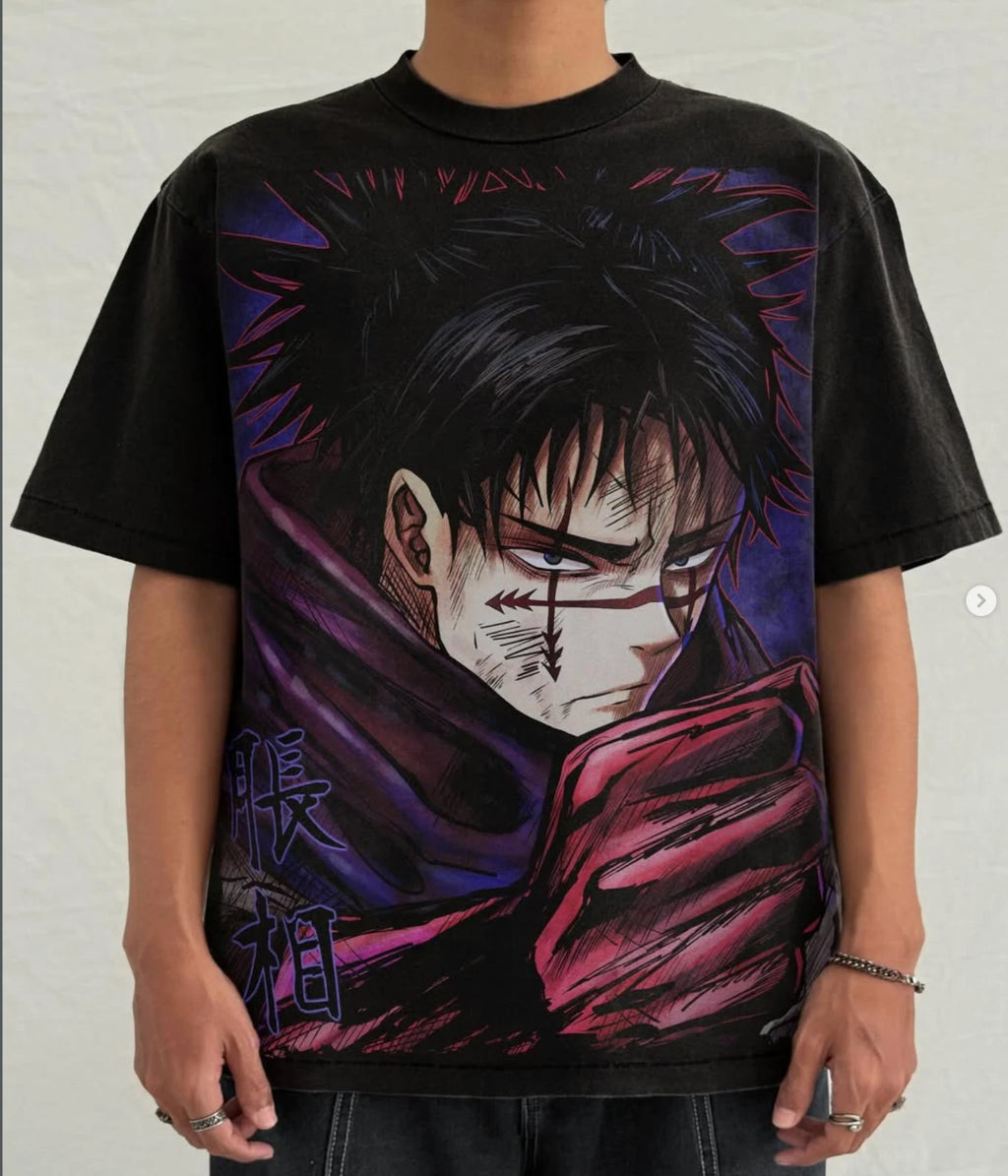 NWT SKAARS Limited Sold Out Rare CHOSO Jujutsu Kaisen Graphic Faded Black Tee, L