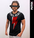 Pistol Boutique T-Shirt Black Fitted Mens Crew Neck Bowie Rebel Lightning Bolt