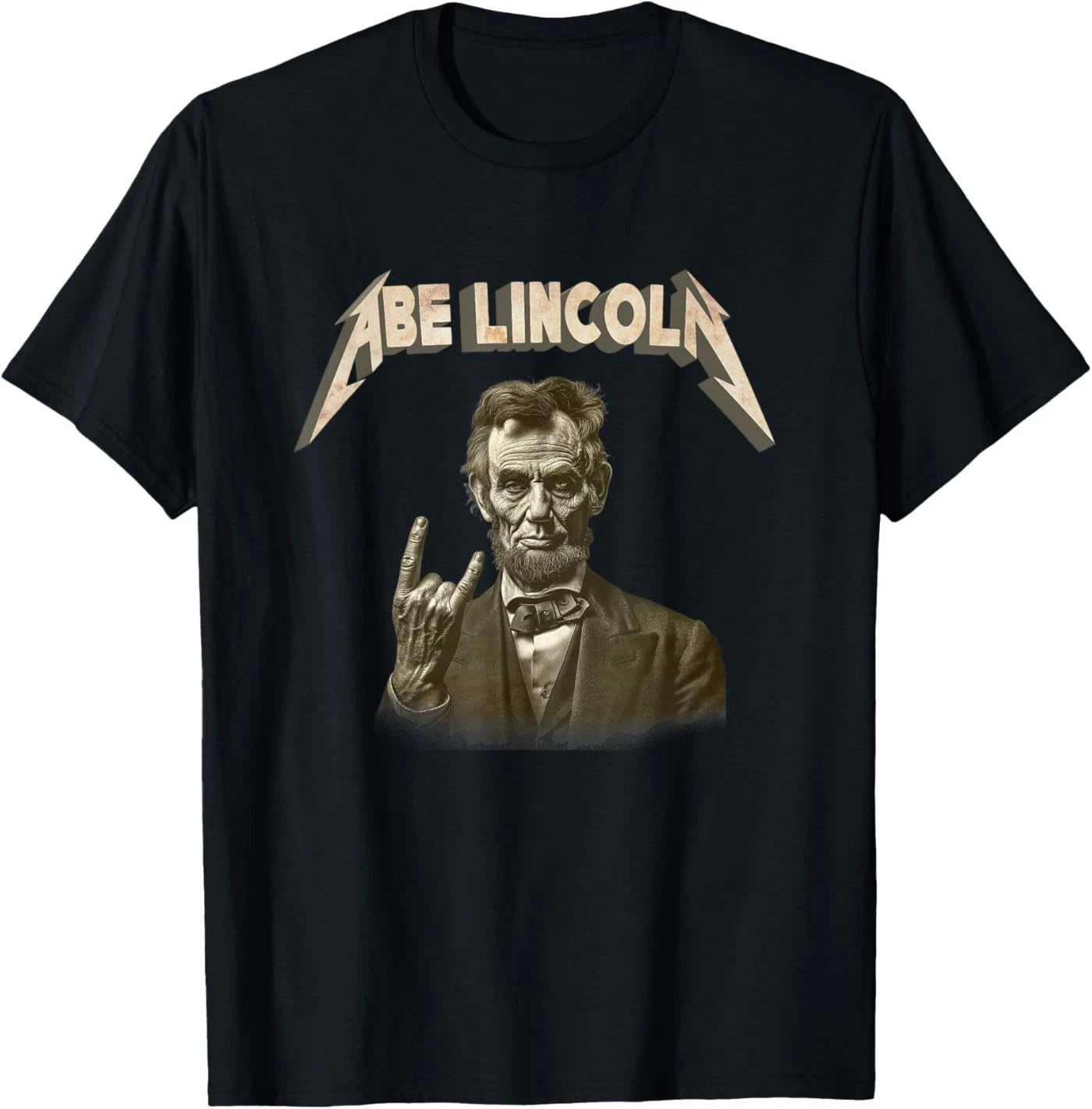 Funny 80s 90s Heavy Metal Music Band Abe Abraham Lincoln T-Shirt