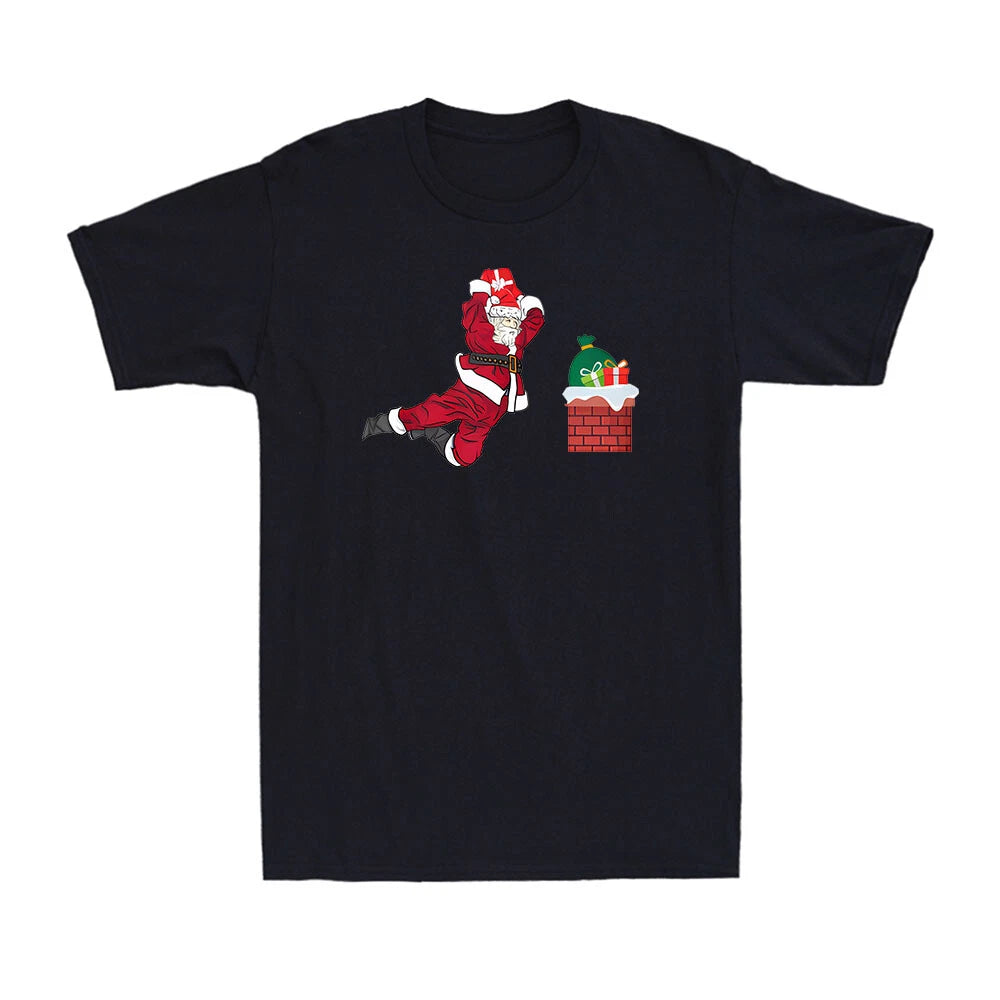 Merry Christmas Santa Claus Chimney Deliver Gift Funny Novelty Men's T-Shirt
