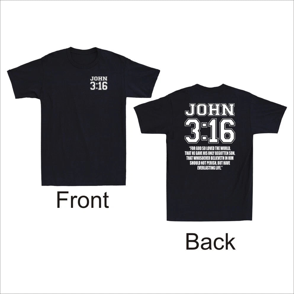 John 3:16 Christian Bible Jesus Christian Faith Front & Back Print Men's T-Shirt