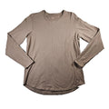 Vitality Mens Curved Hem Long Sleeve Shirt Athleisure Stretchy Taupe Brown Sz M