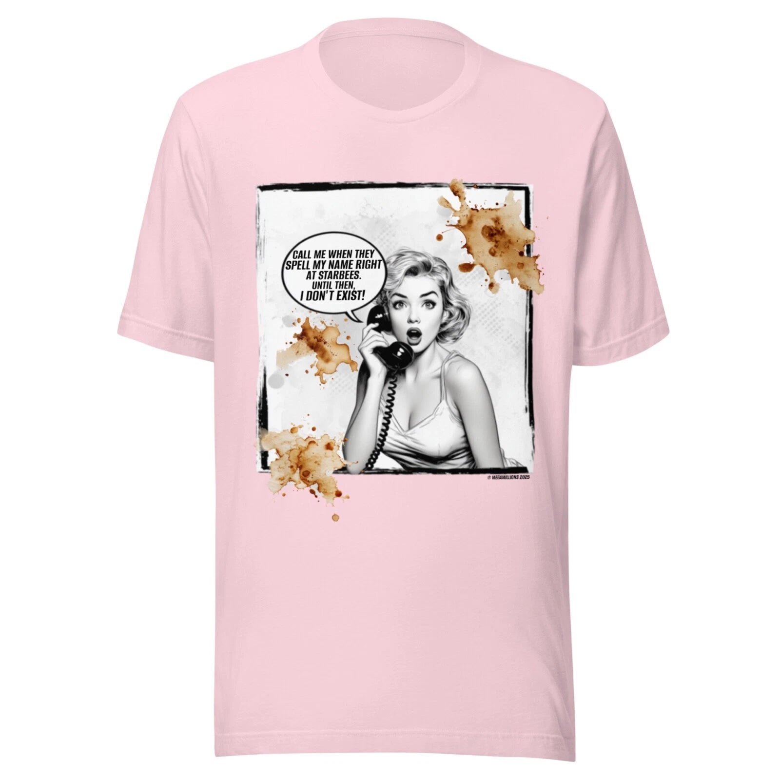 vintage COFFEE SHIRT - FUNNY  - POP ART WOMAN - ALL SIZES - PINK