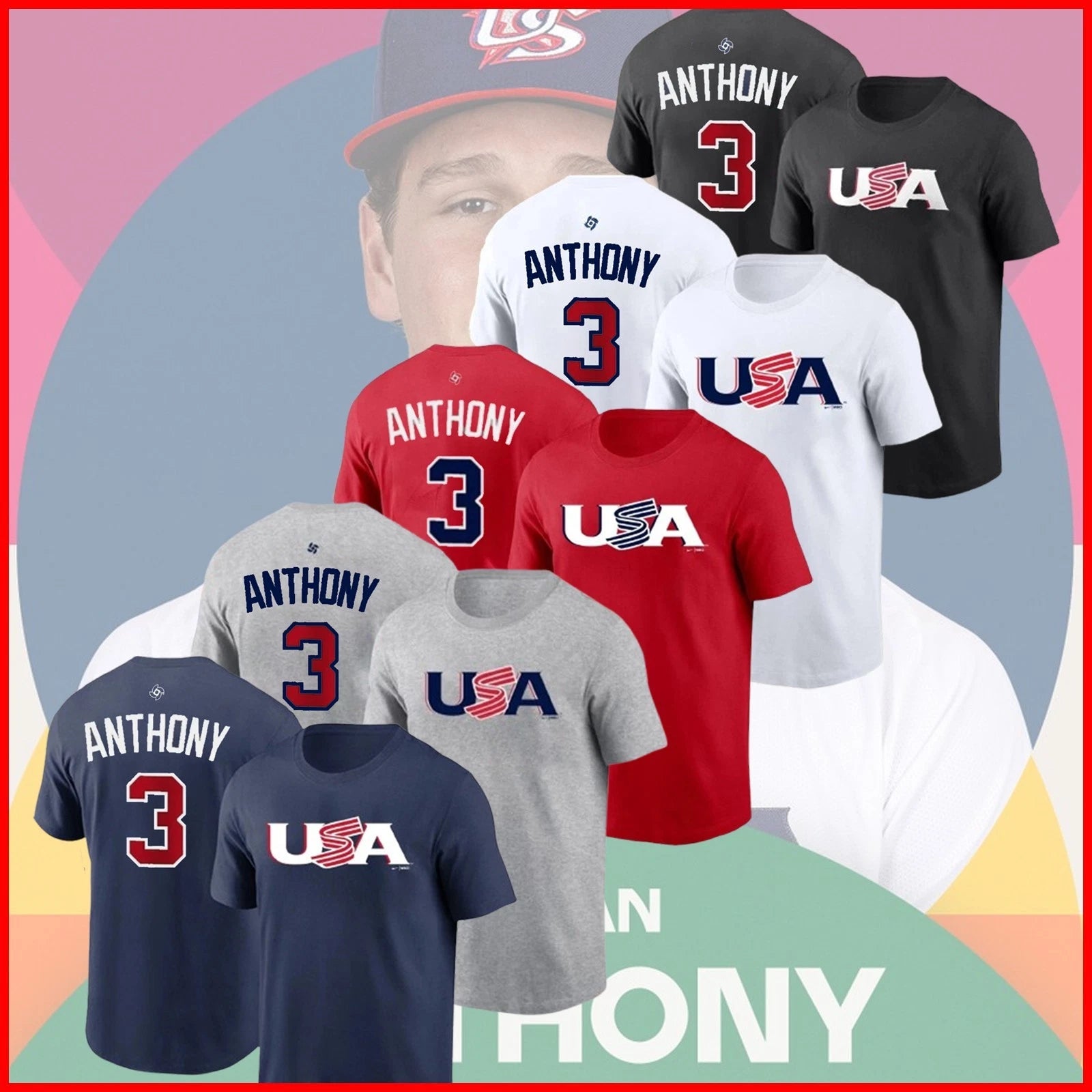 🔥 HOT SALE! Roman Anthony #3 Team USA 2026  Name & Number