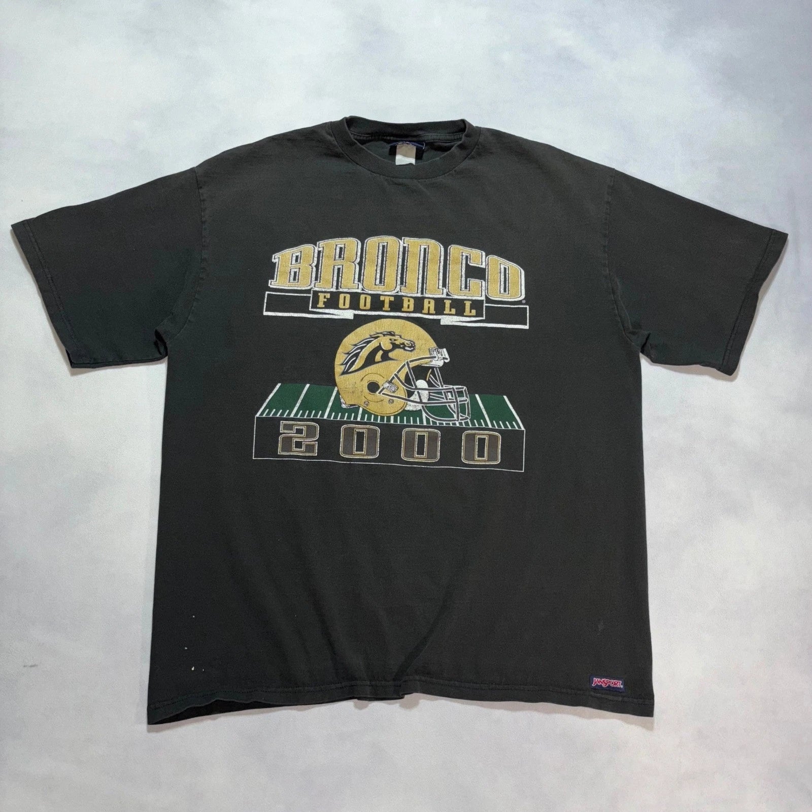 Vintage Western Michigan Broncos Football T-Shirt Men's XL Black WMU Faded Y2K
