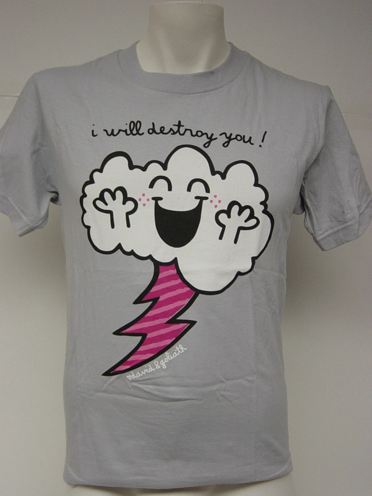 Mens David & Goliath Stupid Factory I Will Destroy You Lightning Gray T-Shirt