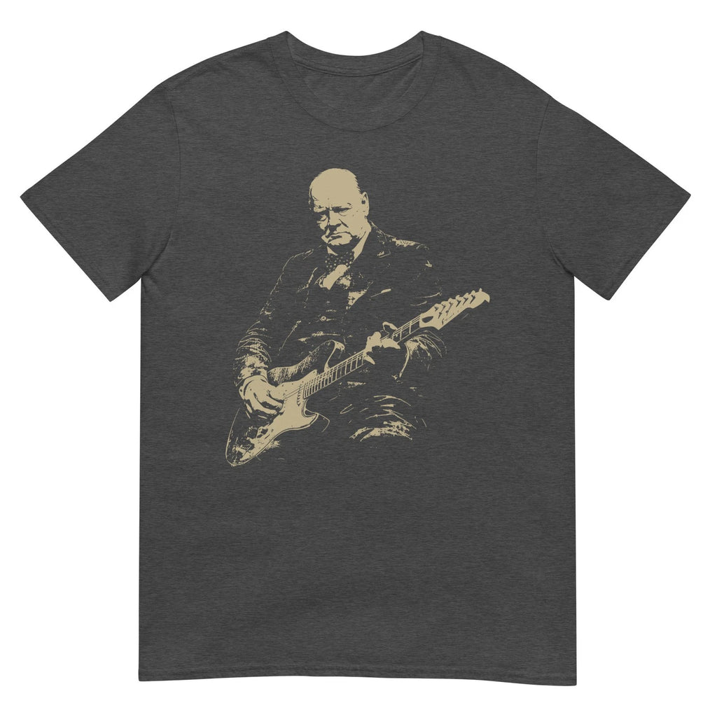 Winston Churchill Playing Electric Guitar Rocker Humor T-Shirt