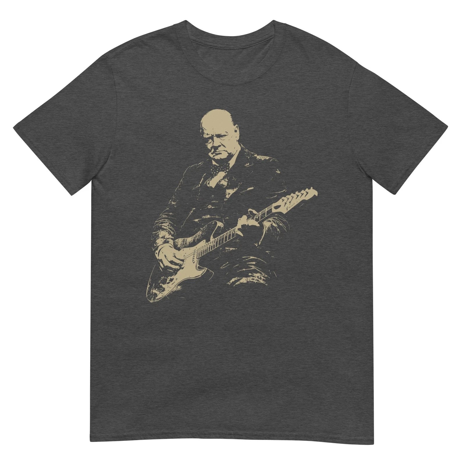 Winston Churchill Playing Electric Guitar Rocker Humor T-Shirt