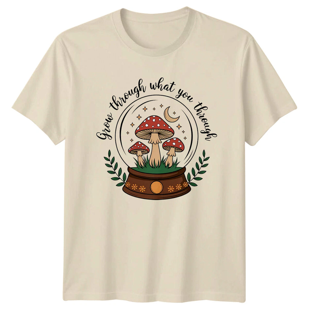 Grow Through What You Through Mushroom Celestial Boho T-Shirt