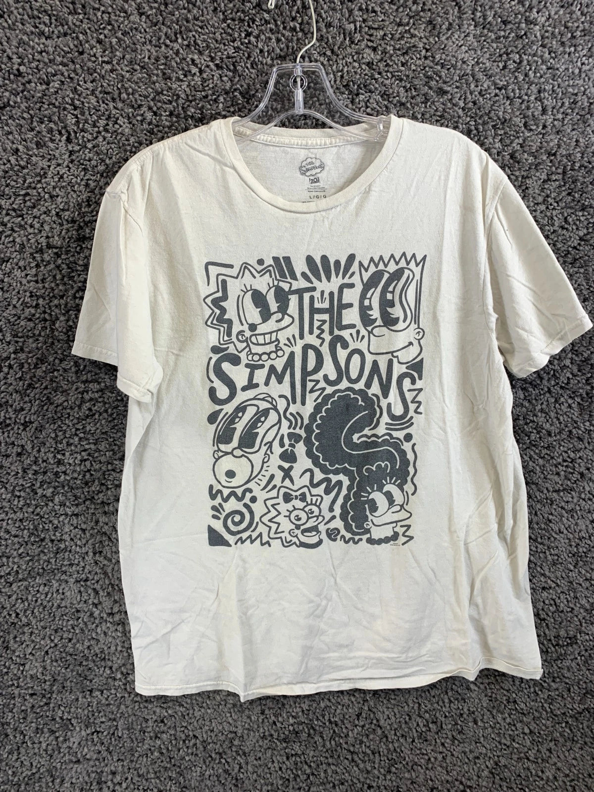 The Simpsons T-Shirt Mens Large White Short Sleeve Pop Art Family Graphic Print