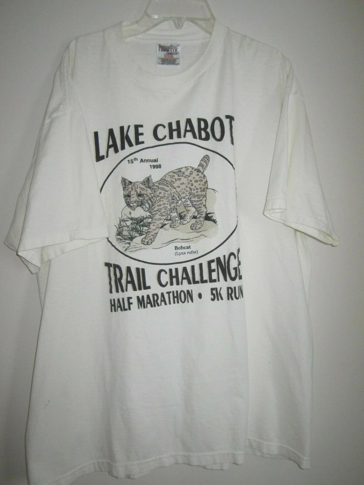 VTG  Tshirt Fantastic Bobcat Logo XL white USA Single Stich 1998 PowerPro Oneita