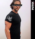 Pistol Boutique T-Shirt Fitted Black Rolled Sleeves Tattoo Swallows