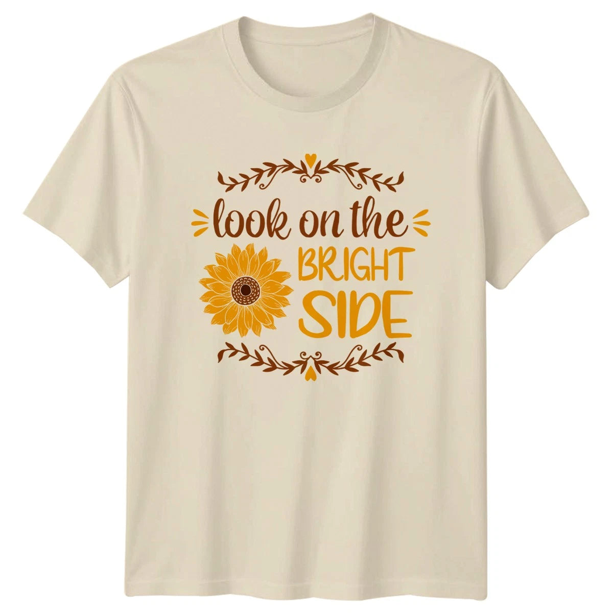 Look On The Bright Side Womens T-Shirt Floral Positivity Gift For Her