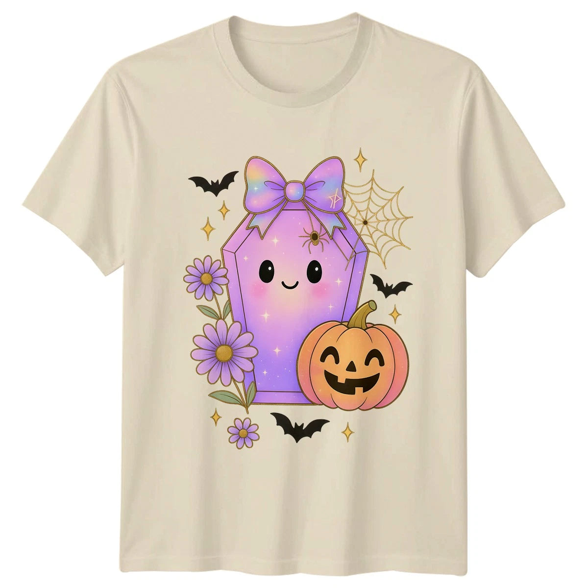 Womens Kawaii Halloween Coffin T-Shirt Pastel Goth Halloween Gift For Her