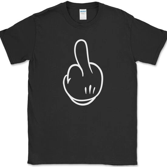 Cartoon Middle Finger T-Shirt Funny Humor Novelty Animated Sarcastic Tee