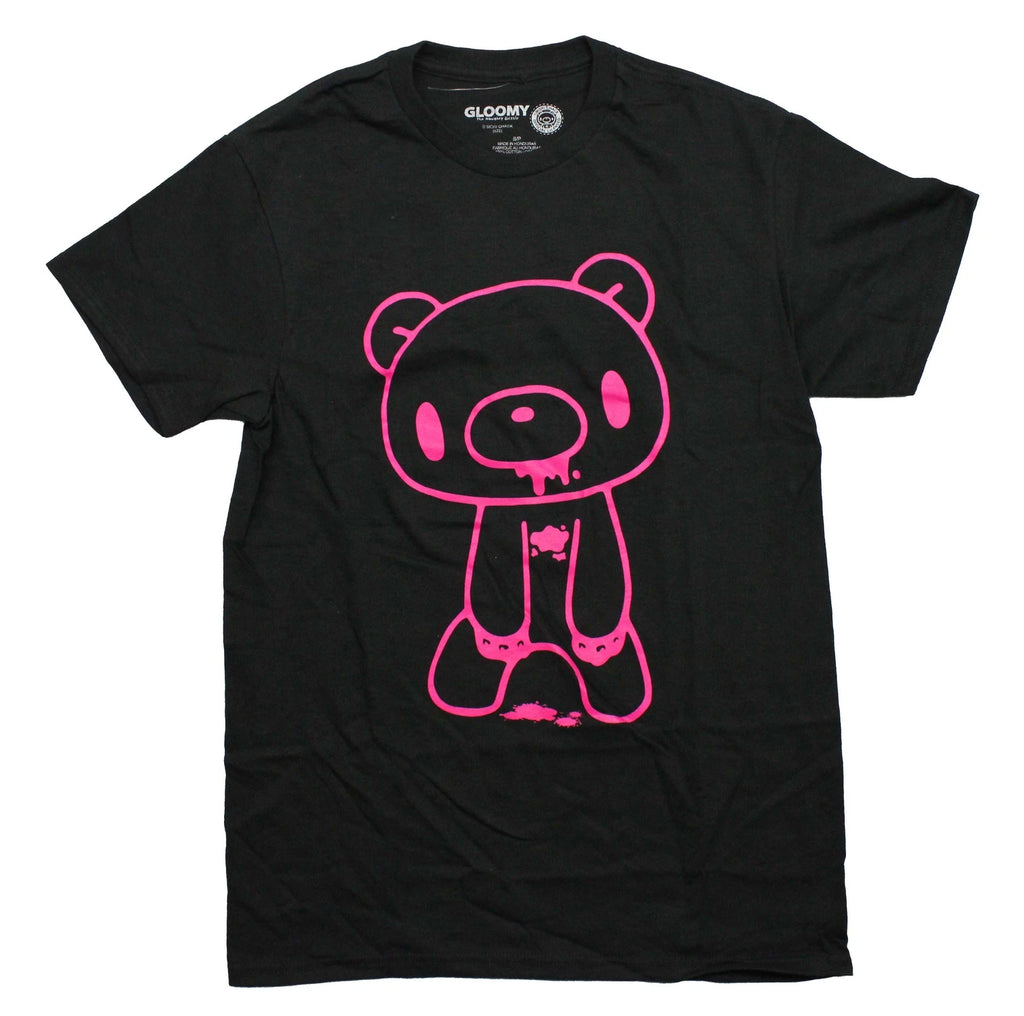 GloomyBear New Adult T-Shirt -  Hot Pink Bloody Bear Outline Image