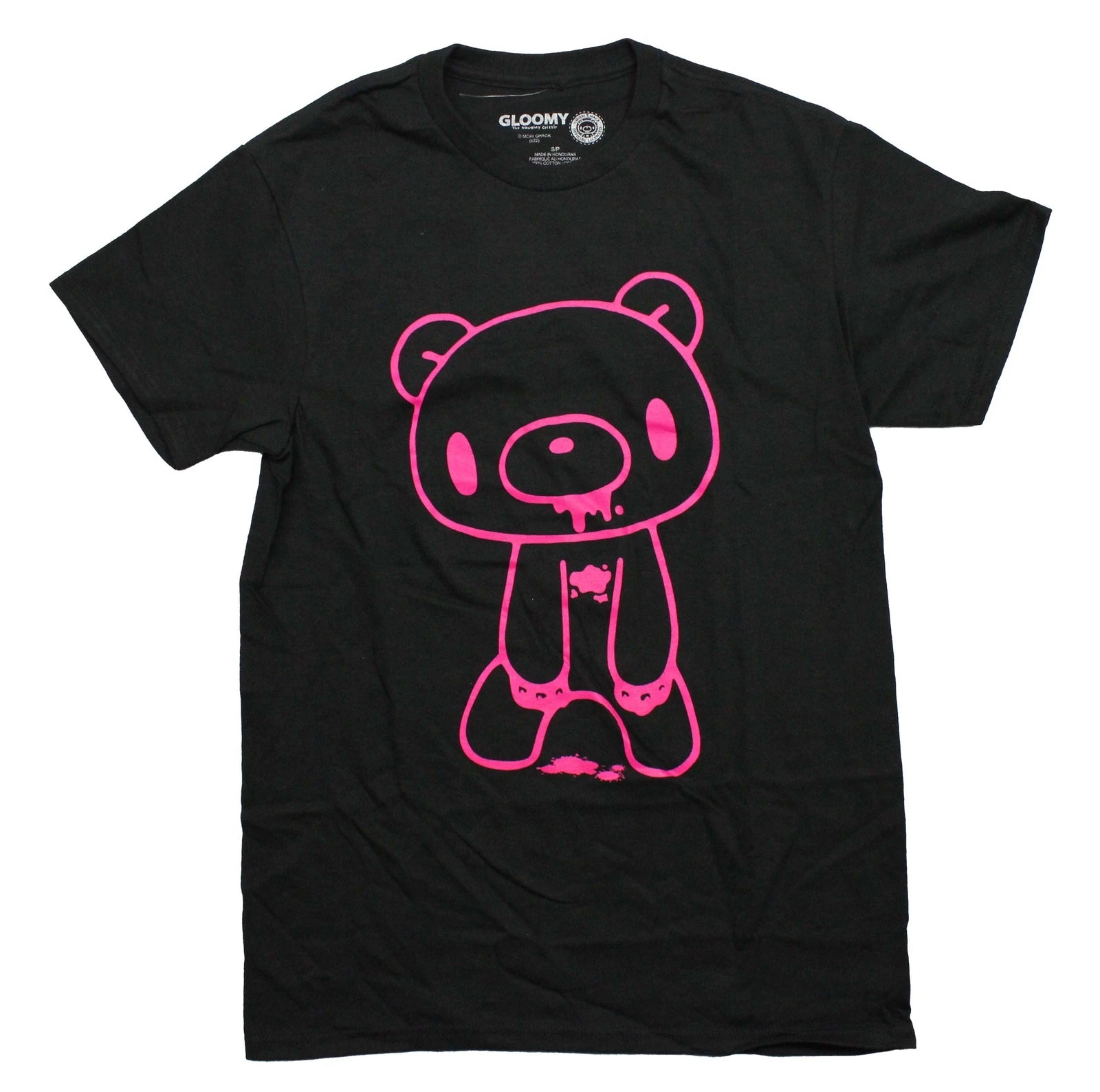 GloomyBear New Adult T-Shirt -  Hot Pink Bloody Bear Outline Image