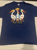 Y2K T Shirt Blue Size L ‘ SEA GALS ￼￼