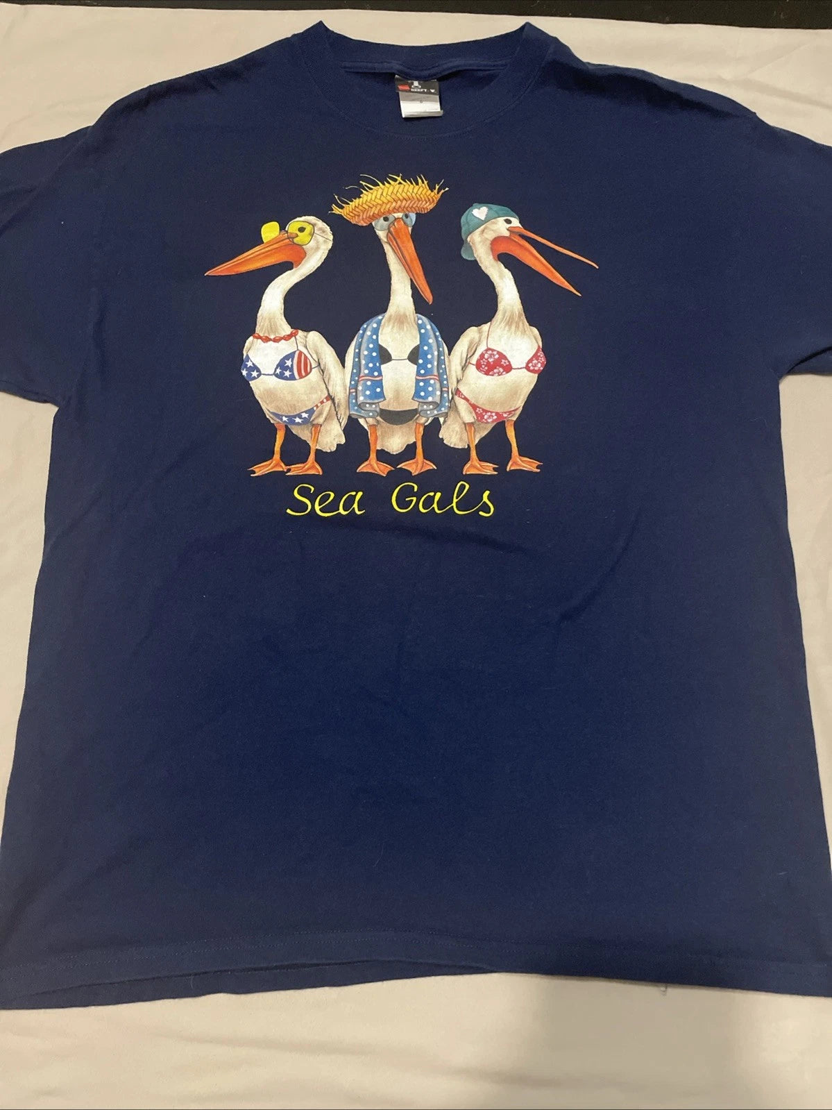 Y2K T Shirt Blue Size L ‘ SEA GALS ￼￼