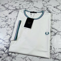 FRED PERRY Mens White Twin Tipped T Shirt SIZE LARGE M1588V 94A BNWT