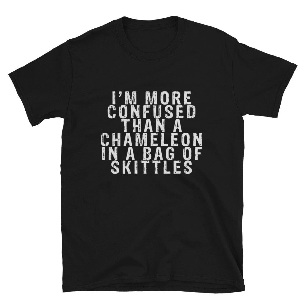 I M MORE CONFUSED THAN A CHAMELEON Immature College Pun T-Shirt