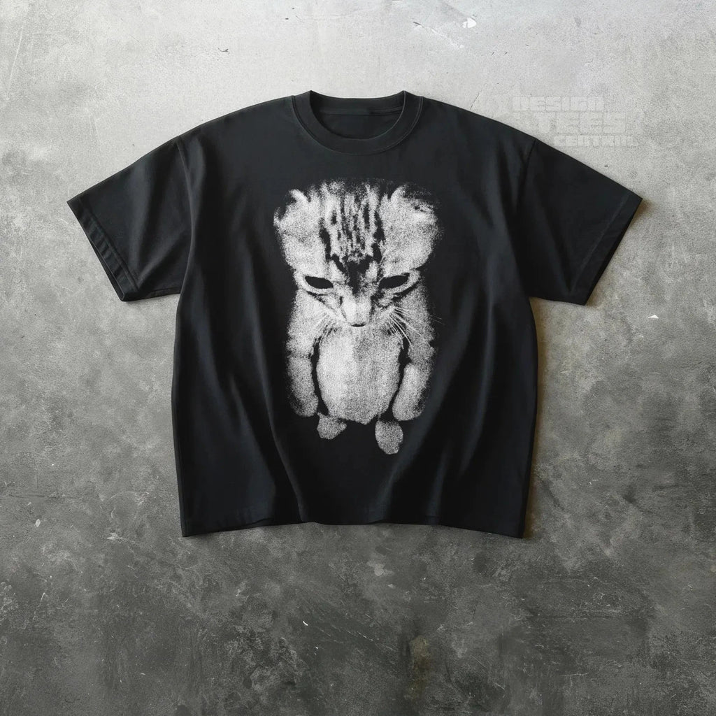 Sad Kitten Meme Standing Cat T-Shirt , Reprint